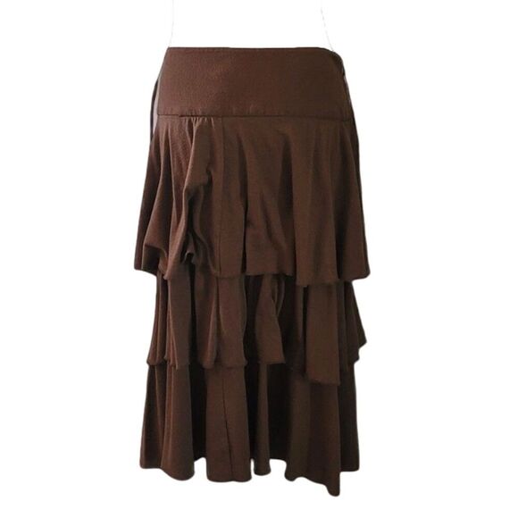 Jonathan Martin Vintage 80's Ruffle Tiered Brown Skirt Size M - Picture 5 of 8